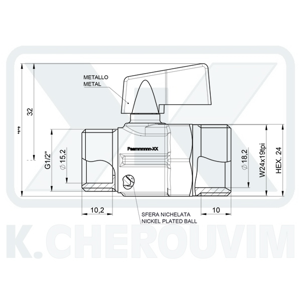 ΔΙΑΚΟΠΤΑΚΙ ΜΙΝΙ EURO ΚΟΚΚΙΝΟ 1/2" Α. Χ 24Χ19 A. ΧΡΩΜΕ ΣΦΑΙΡΙΚΟ ΜΕ ΜΕΤΑΛΛΙΚΗ ΛΑΒΗ - Image 2