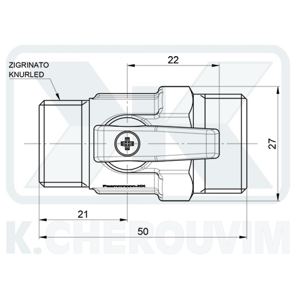 ΔΙΑΚΟΠΤΑΚΙ ΜΙΝΙ EURO ΜΠΛΕ 1/2" Α. Χ 24Χ19 A. ΧΡΩΜΕ ΣΦΑΙΡΙΚΟ ΜΕ ΜΕΤΑΛΛΙΚΗ ΛΑΒΗ - Image 3