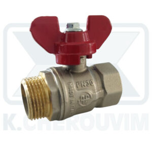 BALL VALVE N. 728 - 1" M.F. WITH RED STEEL LEVER STANDARD PN30 NICKEL PLATED