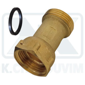 WATER METER BRASS COUPLING 1" MALE X 1" FEMALE - L50 WITH RUBBER GASKET