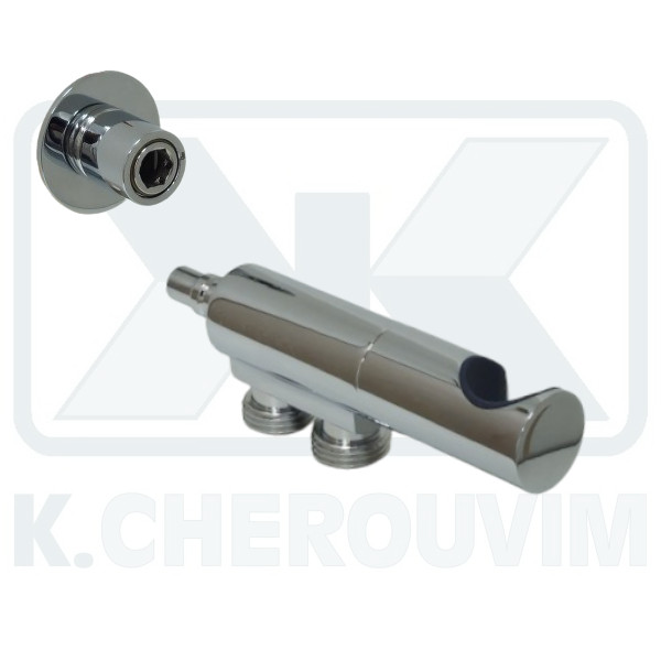 ΠΑΡΟΧΗ ΝΤΟΥΣ ΜΕ 2 ΕΞΟΔΟΥΣ, ΣΤΗΡΙΓΜΑ-ΔΙΑΚΟΠΤΗ ΜΕ ΤΑΧΥΣΥΝΔΕΣΜΟ ΟΡΕΙΧ. L137 ΧΡΩΜΕ 1/2"ΑΡΣ. ΜΕ ΡΟΖΕΤΑ - Image 2