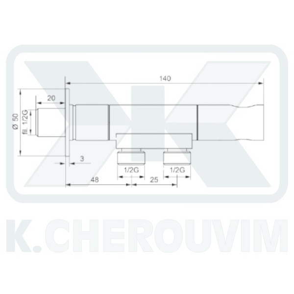 ΠΑΡΟΧΗ ΝΤΟΥΣ ΜΕ 2 ΕΞΟΔΟΥΣ, ΣΤΗΡΙΓΜΑ-ΔΙΑΚΟΠΤΗ ΜΕ ΤΑΧΥΣΥΝΔΕΣΜΟ ΟΡΕΙΧ. L137 ΧΡΩΜΕ 1/2"ΑΡΣ. ΜΕ ΡΟΖΕΤΑ - Image 3