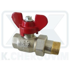 BALL VALVE N. 797 - 1" M.F. WITH UNION NUT FULL FLOW WITH ALUMINIUM BUTTERFLY HANDLE PN25 NICKEL PLATED